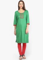 G Green Solid Kurta