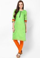 G Green Striped Kurta