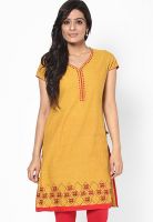 G Mustard Yellow Embellished Kurta