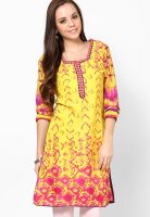 G Yellow Printed Kurta