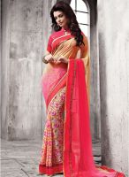 Inddus Pink Printed Saree