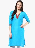 Indidori Aqua Blue Embellished Kurti