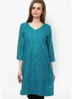 Indidori Blue Printed Kurtis