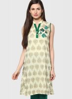 Indidori Cream Printed Kurtis