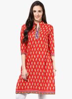 Indidori Red Printed Kurti