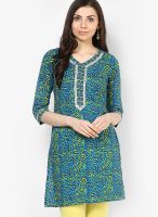 Jaipur Kurti Blue Printed Kurta