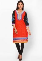 Jashn Orange Printed Kurtis