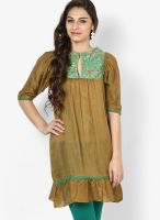 Jugnu Brown Embroidered Kurta