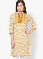 Karigari Mustard Yellow Printed Kurta