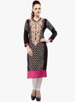 Kurti'S Black Embroidered Kurta