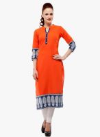 Kurti'S Orange Printed Kurta