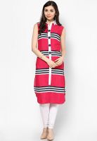 La Firangi Crepe Whiteandfuchsia Kurti