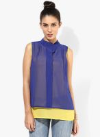 Latin Quarters Blue Solid Blouse