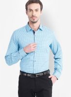 Mark Taylor Aqua Blue Check Slim Fit Formal Shirt