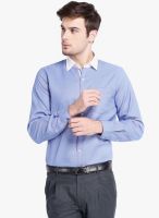 Mark Taylor Blue Checked Slim Fit Formal Shirt