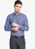 Mark Taylor Blue Checked Slim Fit Formal Shirt