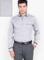 Mark Taylor Grey Printed Slim Fit Formal Shirt