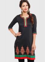 Mytri Black Embroidered Kurtas