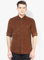 Park Avenue Brown Slim Fit Casual Shirt