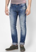 RVLT Slim Fit Cotton Jeans With Heavy Used Wash Blue