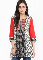 Rain & Rainbow Black Printed Cotton Kurta