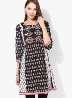 Rain & Rainbow Black Printed Kurta