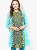 Rain & Rainbow Blue Printed Kurta