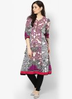 Rain & Rainbow Cotton Purple Anarkali Kurta