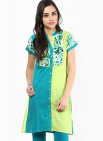 Rain & Rainbow Green Printed Kurta