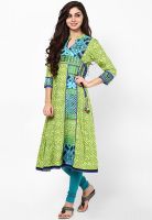 Rain & Rainbow Green Printed Kurtas