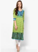 Rain & Rainbow Green Printed Kurtas