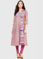 Rain & Rainbow Peach Printed Anarkali