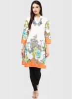 Rain & Rainbow Peach Printed Kurta