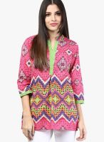 Rain & Rainbow Pink Cotton Kurti