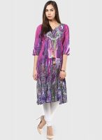 Rain & Rainbow Purple Printed Anarkali