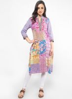 Rain & Rainbow Purple Printed Kurta