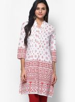 Rain & Rainbow Red Cotton Kurti