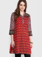 Rain & Rainbow Red Printed Kurta