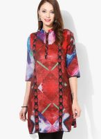 Rain & Rainbow Red Printed Kurta