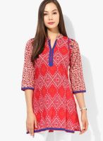 Rain & Rainbow Red Printed Kurta