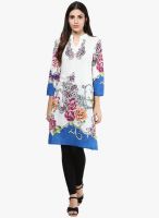 Rain & Rainbow White Printed Kurta