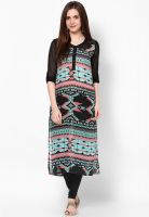 Raindrops Turquoise Printed Georgette Kurta