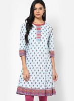 Rangmanch By Pantaloons Cotton Blend Blue Kurti