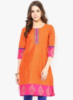 Rangmanch By Pantaloons Orange Printed Kurta