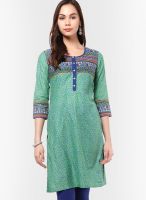 Rangriti Green Cotton Blend Kurta