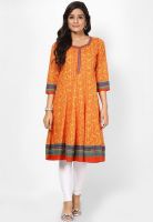 Rangriti Orange Printed Kurtas