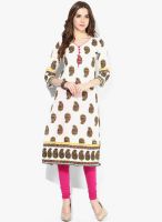 Sangria 3/4Th Sleeve Kurta With Contrast Piping And Border Detail