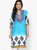 Shree Aqua Blue Embroidered Kurta