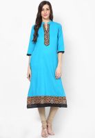 Shree Aqua Blue Printed Kurtis