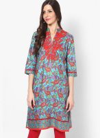 Shree Aqua Blue Printed Kurtis